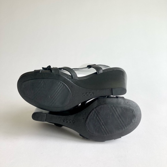 Ecco Black Leather Wedge Heeled Slingbacks size EUR 39, US 8.5 - Picture 9 of 13